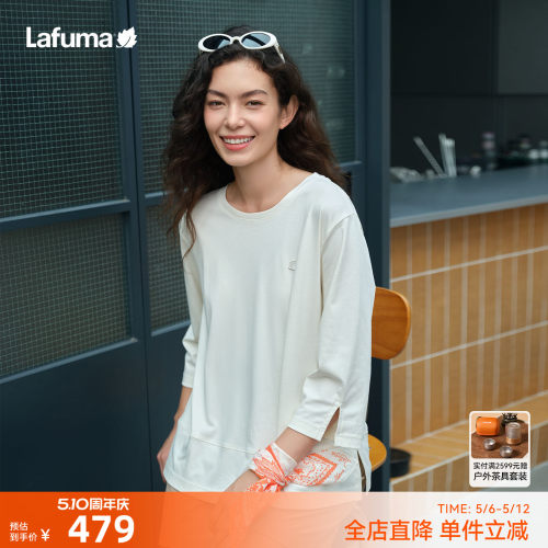 乐飞叶七分袖长袖T恤女士