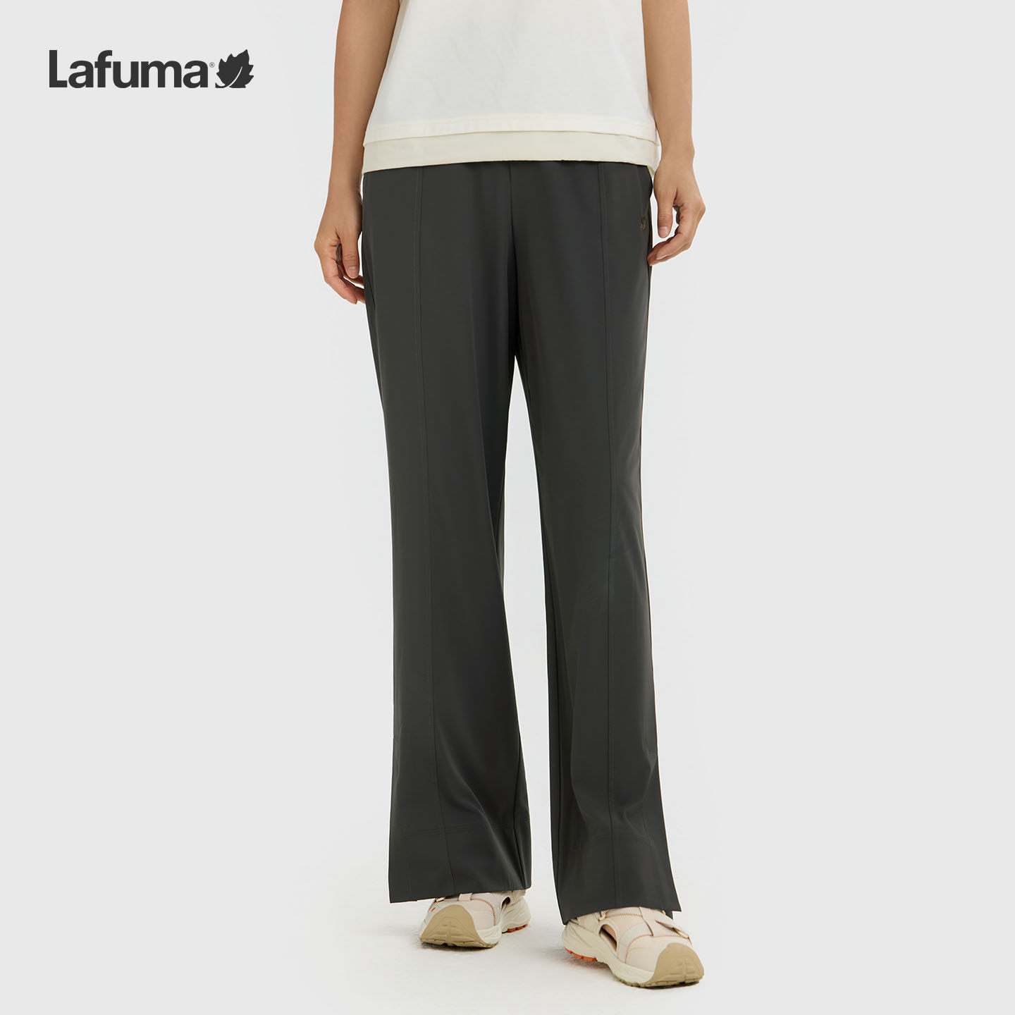 LAFUMA乐飞叶户外防泼水下摆开叉阔腿裤长裤女士宽松简约休闲裤子,户外/登山/野营/旅行用品,户外休闲裤,淘宝优惠券,粉丝福利购,淘宝优惠卷