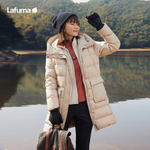法国LAFUMA乐飞叶户外防泼水保暖连帽羽绒服女亮面鹅绒防寒外套