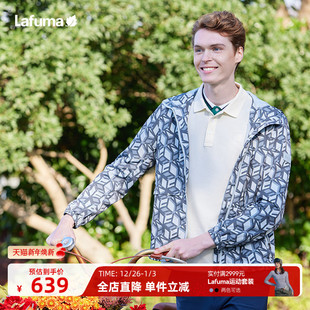 法国LAFUMA乐飞叶户外防风印花防泼水连帽男运动风衣外套