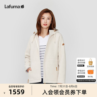 LAFUMA乐飞叶户外秋冬加厚Polartec保暖抓绒衣女连帽摇粒绒外套