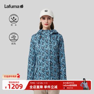 法国LAFUMA乐飞叶户外露营防风防水夹克女士印花风衣外套