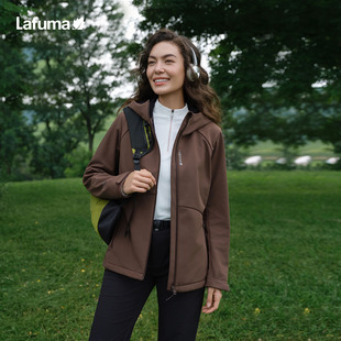 LAFUMA乐飞叶户外连帽防风防泼水cordura耐磨夹克女薄绒软壳外套