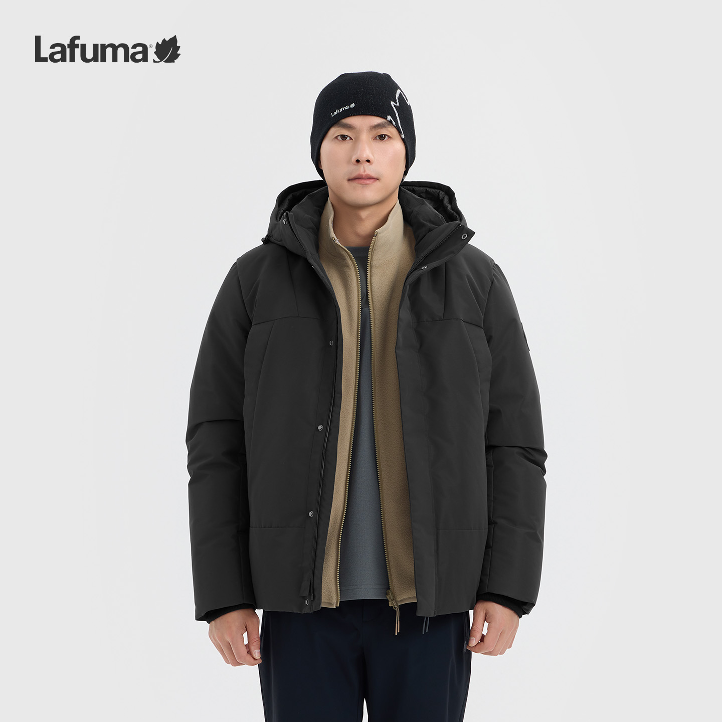 乐飞叶户外男士可拆卸帽羽绒服