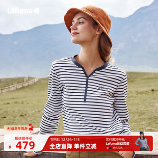 LAFUMA乐飞叶户外百搭条纹长袖 休闲上衣 T恤女宽松时尚