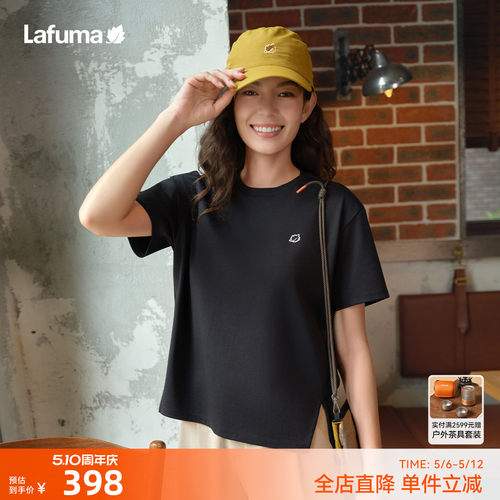 乐飞叶圆领宽松短袖T恤女