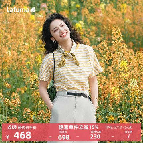 乐飞叶春夏新款条纹短袖T恤女