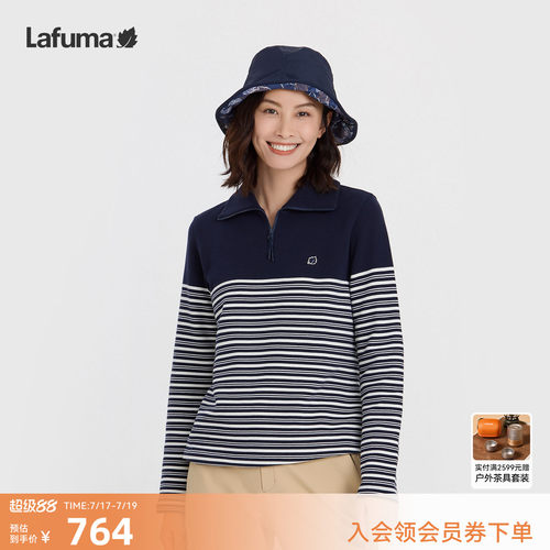 乐飞叶户外半拉链长袖T恤女