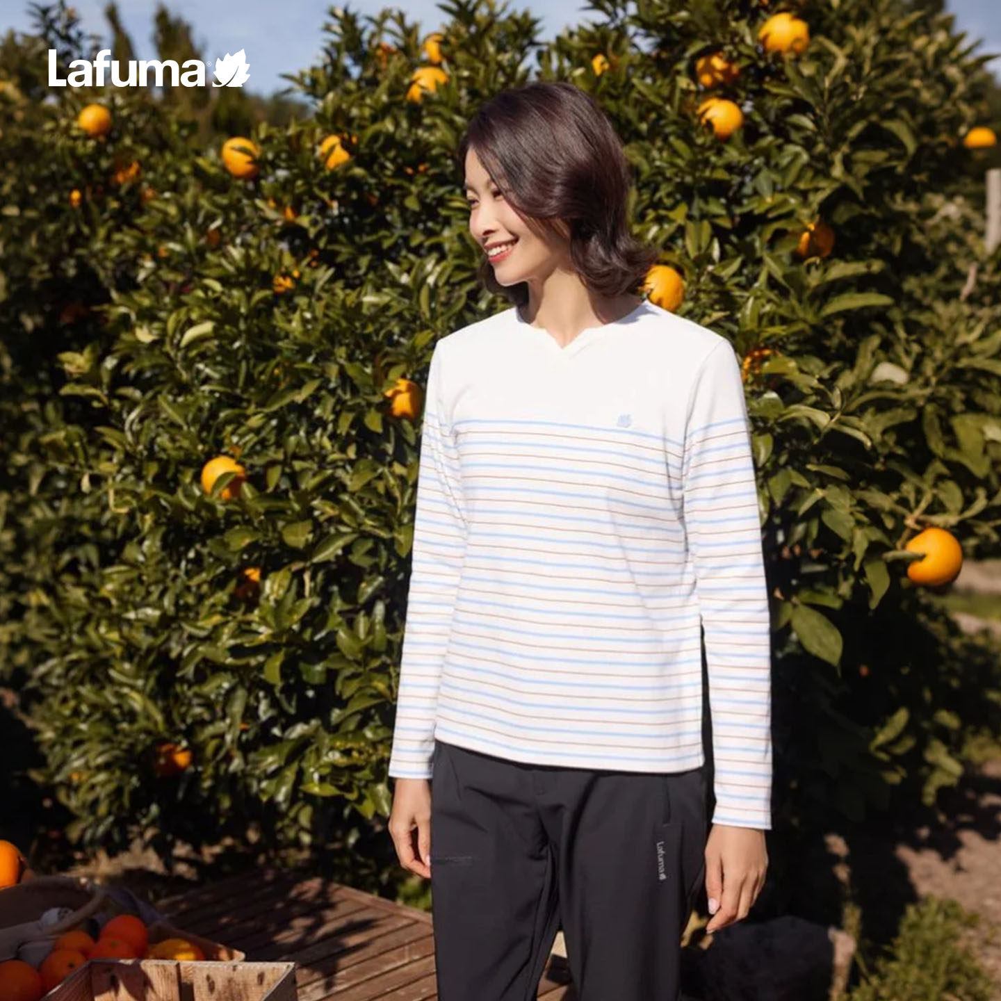乐飞叶LAFUMA户外吸湿速干小v领长袖T恤女休闲运动条纹,户外/登山/野营/旅行用品,户外休闲衣,淘宝优惠券,粉丝福利购,淘宝优惠卷