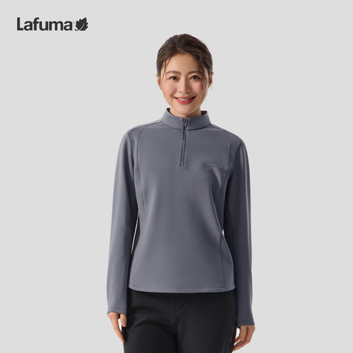 乐飞叶户外半拉链长袖T恤女保暖