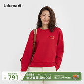 LAFUMA乐飞叶户外新年红色圆领卫衣女宽松马年限定上衣
