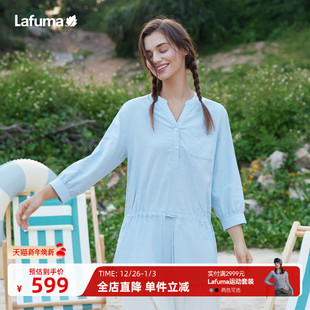 女士中长款 衬衫 休闲百搭上衣 女V领士七分袖 LAFUMA乐飞叶春夏新品