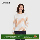 LAFUMA乐飞叶户外吸湿速干条纹圆领长袖 上衣 T恤女休闲运动打底衫
