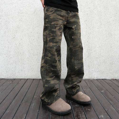 JDKZ美式伐木复古设计感迷彩裤