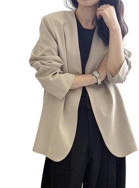 通勤气质无领西装外套女垫肩秋季新款质感宽松西服上衣82561