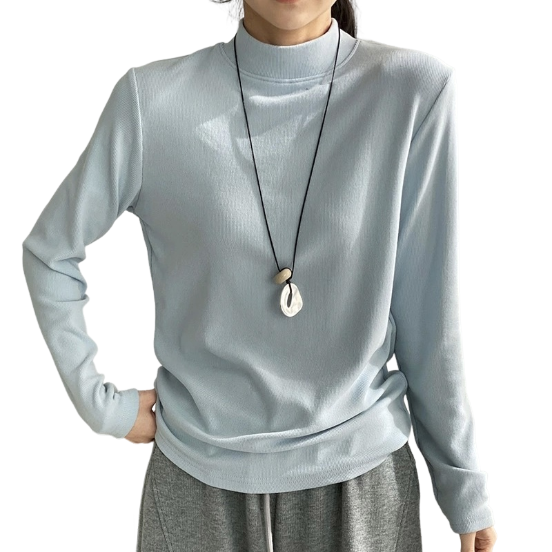 那末韩系纯色百搭半高领打底衫女软糯亲肤弹力内搭针织衫