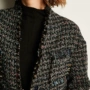 Thương hiệu sang trọng để tạo ra một chiếc áo khoác nữ màu đen kẻ sọc lỏng len nữ nhỏ 2019 thời trang mới phổ biến - Áo khoác ngắn áo ấm