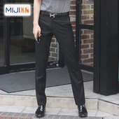 坠感夏季 直筒商务正装 薄款 休闲宽松韩版 子 西裤 黑色西服长裤 男修身