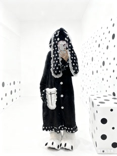 家居服亚文化法兰绒睡衣睡裙 原创兔耳珊瑚绒冬季 制服派对