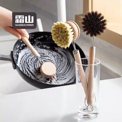 霜山长柄椰棕榉木马毛家用清洁刷