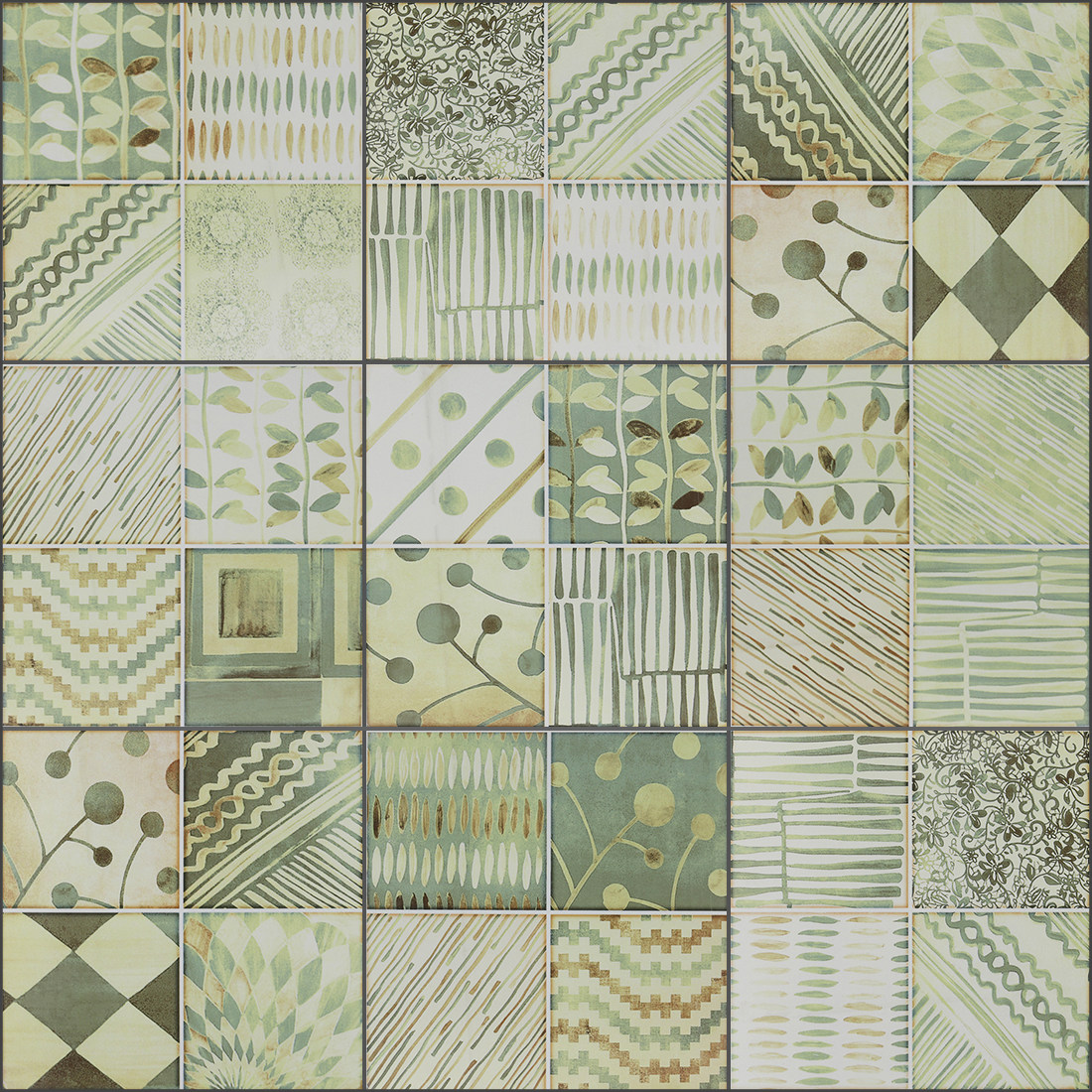 新草绿色花砖300*300地砖仿古砖厨房卫生间墙砖阳台欧式田园瓷砖