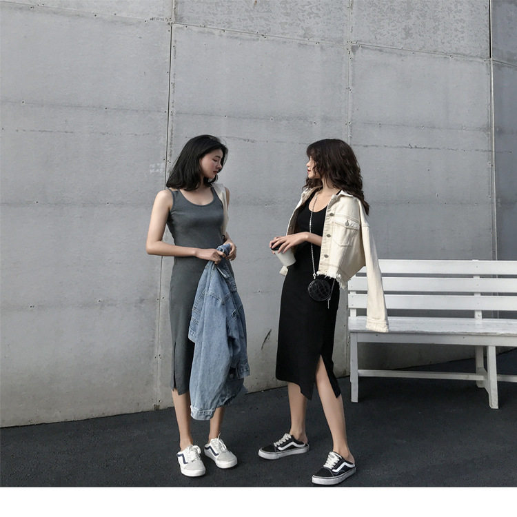 中长款吊带连衣裙外穿夏季2024新款女装开叉气质显瘦内搭打底