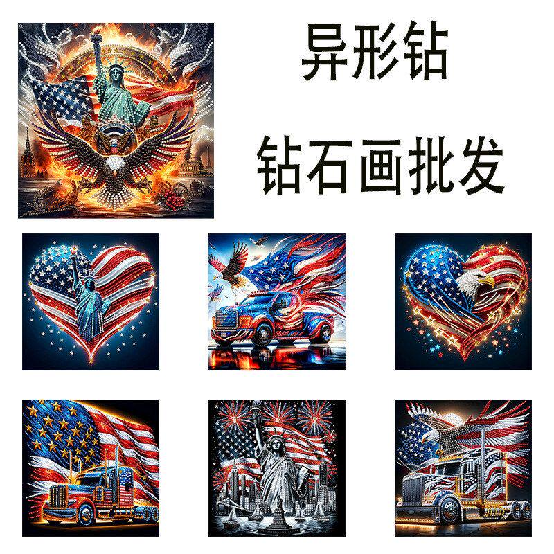 标志5D批发DIY异形钻画装饰画钻石大小钻画自由女神美国国旗钻贴