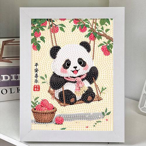 熊猫diy钻石摆台手工贴画喜乐动物批发相框卡通儿童装饰画平安