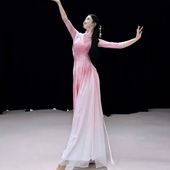 夜上海舞蹈旗袍粉色弹力跳舞旗袍套装 人间烟火伞舞入画江南演出服