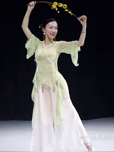 春三月古典舞舞蹈服女飘逸纱衣中国舞练功服初中生咏春表演服套装