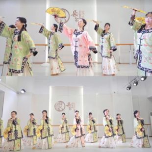 戏文说舞蹈服装清朝对襟圆领影楼少女写真旗装古风满族马面套装裙