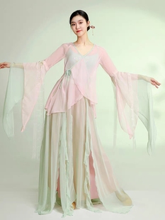 星月落舞蹈服装一路生花演出服超仙大袖纱衣美丽的神话表演服飘逸