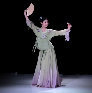 盈盈芙蓉语舞蹈服装 苏州慢相思谣古典舞演出服 刺绣上衣大摆裙套装