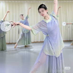 戏文说舞蹈服装宽松唐风上衣大摆裙套装青衫烟雨客演出服新款气质