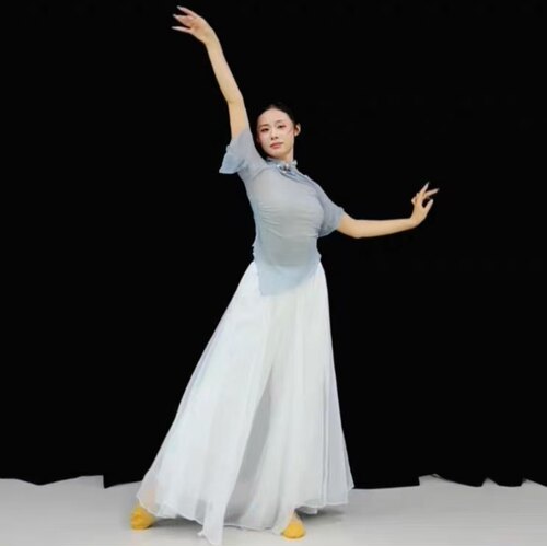 梦底舞蹈服装短款纱衣中国舞练功服白色大摆裙古典舞现代舞演出服