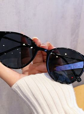 韩系复古圆偏光太阳眼镜女款时尚潮欧美TR90轻玳瑁墨镜ins男