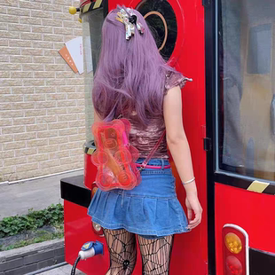 ZRVR原创小熊软糖透明双肩包户外零食迷你小背包斜挎夏日果冻包女