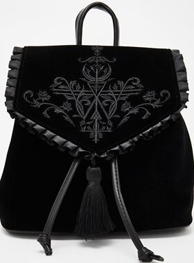 Stereoman欧洲Restyle暗黑原宿风女巫哥特刺绣双肩包朋克文化背包