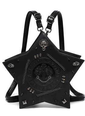 Stereoman欧洲Banned骷髅哥特Lolita爱心五芒星双肩包斜挎包女包