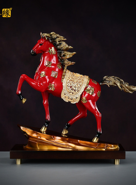 红色百福战马装饰摆件客厅书房工艺品家居玄关送礼马到成功