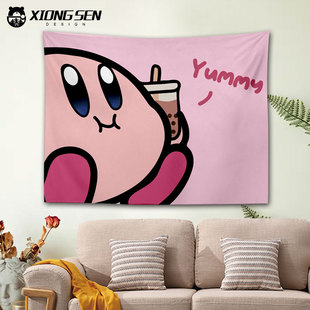 星之卡比探索发现儿童房挂布宿舍卧室沙发墙背景布氛围墙面装饰画