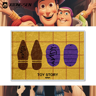 玩具总动员胡迪巴斯光年脚印联名硅藻泥地垫子玄关入户门口脚垫子