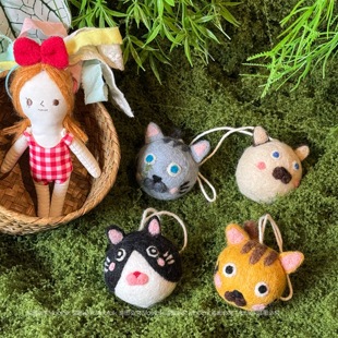 韩系猫猫头纯手工羊毛毡挂件动物英短猫咪卡通包挂可爱手机挂饰女