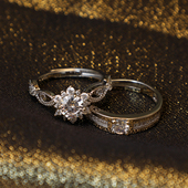 雪妖精结婚一克拉四爪仿真钻戒婚礼仪式 交换戒指摄影道具活口婚戒