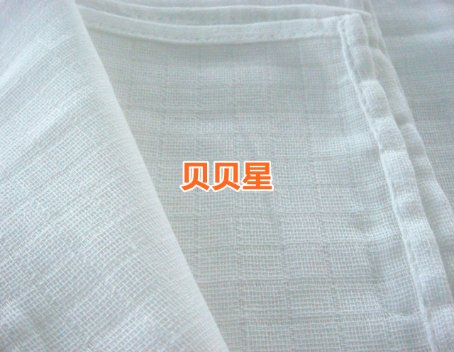 纱布毯大尿布外贸尾货纯棉白色双层纱布超大尿片多功能纱布90*70