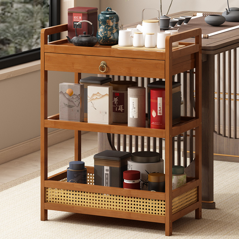 新款多功能置物架落地简约可移动收纳架小型多层搁板茶叶柜陈列架