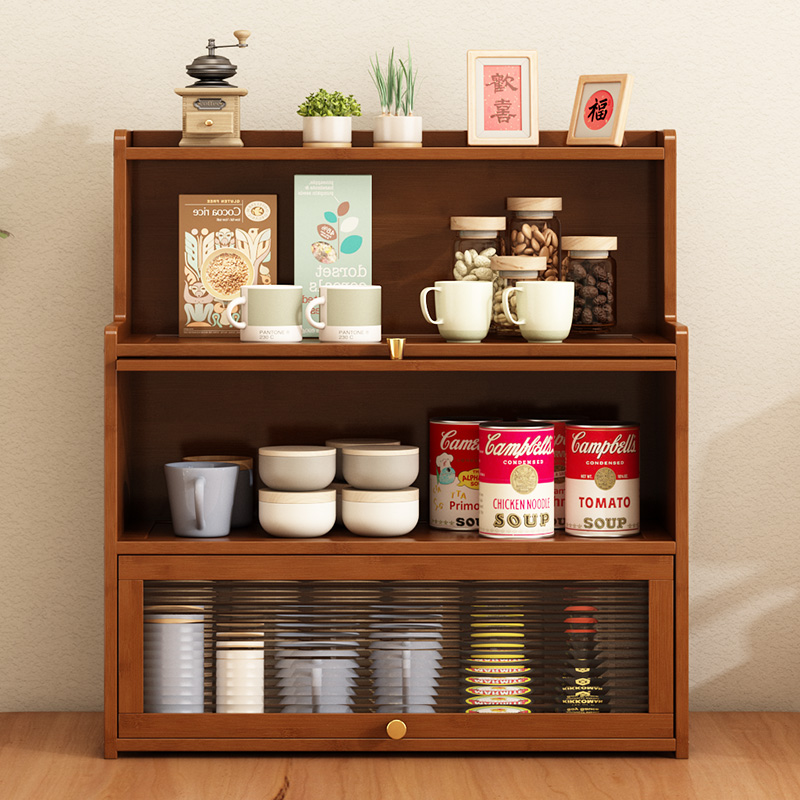 餐桌小型置物柜家用台面餐边柜厨房餐具茶具碗碟收纳柜多层展示架