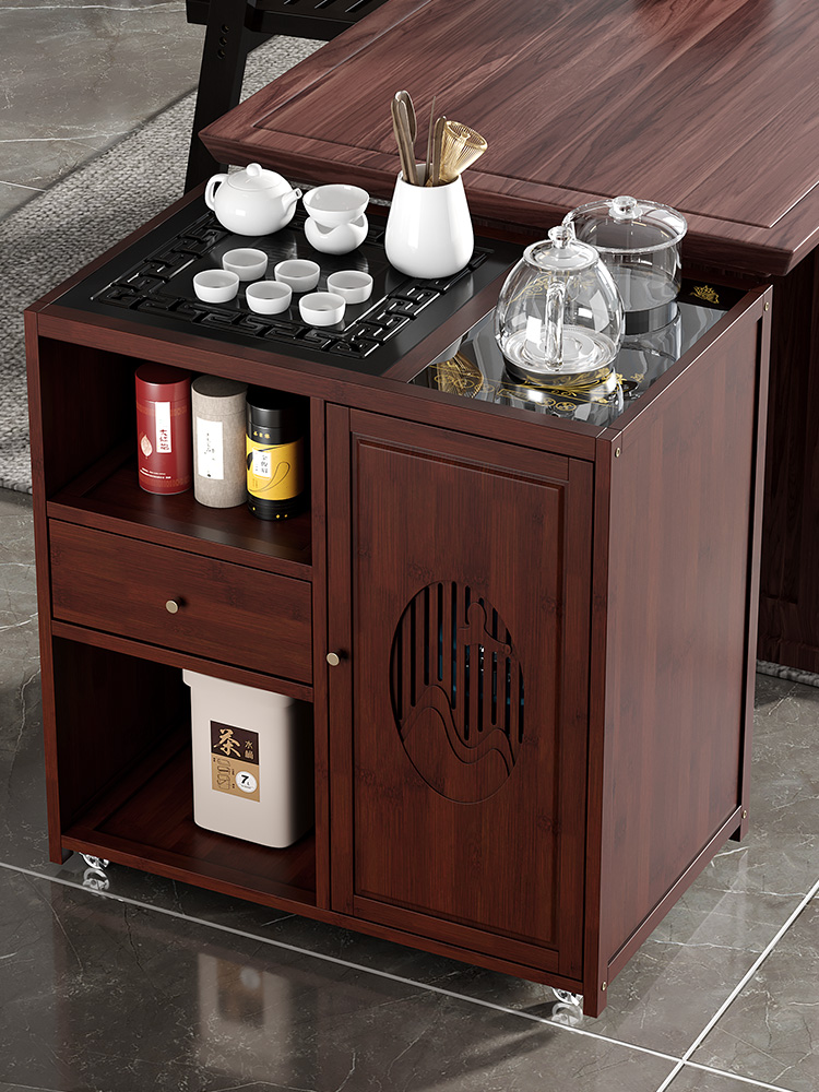 茶水柜办公室茶台茶桌边柜家用茶吧机茶具收纳柜烧水壶一体小茶车