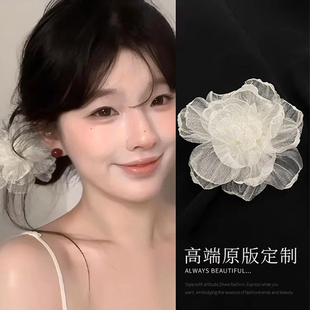 新款韩系花朵发夹山茶花侧边边夹高级感夹子气质发卡子温柔头饰女