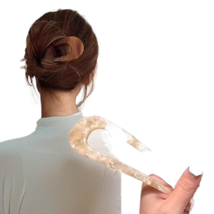 新中式U型醋酸盘发发簪子2025新款高端发钗日常通勤简约气质发夹